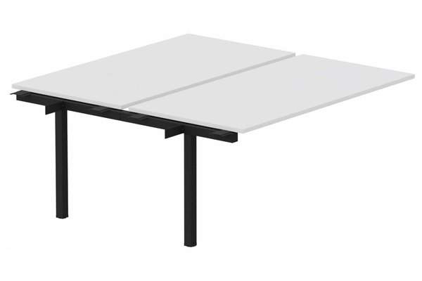 Postes Bench (poste doubles) - SERIE K3 - k3 - Bench suivant 2 Plateaux fixes 180x80 (encombrement P165xL180cm) -Finitions : PLATEAUX: BLANC (BL) / PIETEMENTS: NOIR GRAINE MAT (NG ) / 