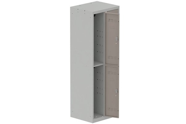 [Pas de famille] - [Pas de sous famille] - Vestiaire multicases 2 colonnes L,30cm 2 cases (fermeture cadenas) H,180xL,60xP,50cm coffre gris clair/portes basalte