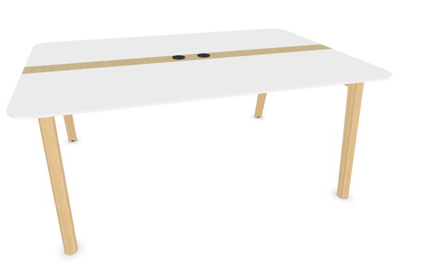 BUREAU - COSY - COSY-table de réunion 180x120cm -angles arrondis-plateau avec inserts en bois et prises de confort