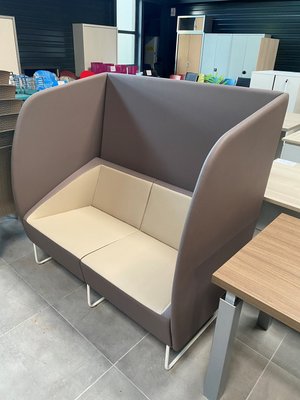 DESTOCKAGE - Canapé - Canapé haut dossier taupe avec assise 2 places beige 