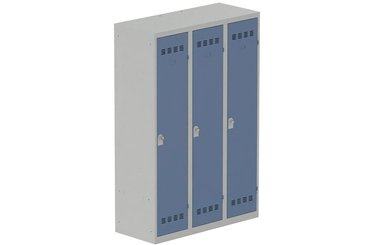 [Pas de famille] - [Pas de sous famille] - Vestiaire industrie salissante 3 portes (fermeture cadenas) H180xL120xP50cm coffre gris clair/ porte(s) bleu