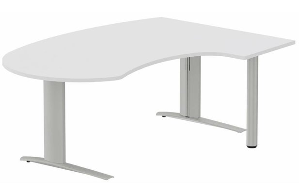 Gamme K1 - Plans compacts - K1 POUTRE compact 90° manager 190x141x104x60cm sur pied de soutien, plateau blanc, structure aluminium
