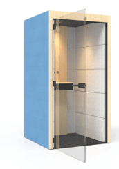 [Pas de famille] - [Pas de sous famille] - Silent Room S avec parois externes et internes rembourrées, paroi centrale interne frontale avec système de commande, portes en verre et plafond en mélamine coloris berta