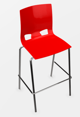 POLYPROPYLENE - TABOURETS  - GLOSSY tabouret haut polypropylène coloris coloris rouge brillant, structure chromée
