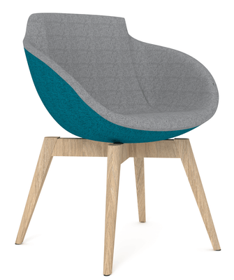 FAUTEUILS/POUFS - 4 pieds bois - Fauteuil COCO tapissé Step intérieur Gris chiné / extérieur Turquoise chiné