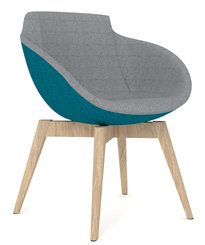 FAUTEUILS/POUFS - 4 pieds bois - Fauteuil COCO tapissé Step intérieur Gris chiné / extérieur Turquoise chiné