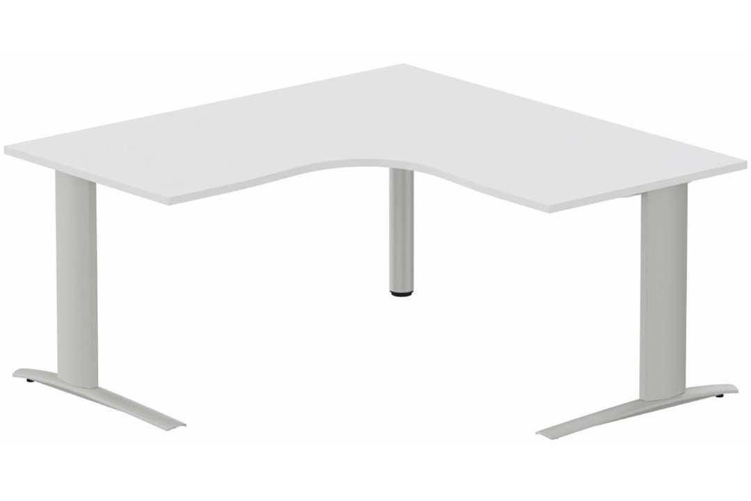 Bureau 90° symétrique, 160x160/80cm, Blanc/Aluminium