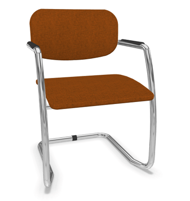 VISITEURS ET FONCTIONNELS - Luge - DIVA fauteuil dos tissu. piétement luge chromé. assise et dossier tissu STEP coloris orange chiné