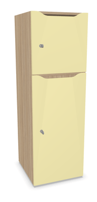 CASIERS - 2 cases - Meuble à cases H.137xL.45xP.50cm - 2 cases : 1 x H86cm (en bas) + 1 x H43cm. portes avec découpe en partie haute. serrure à clé