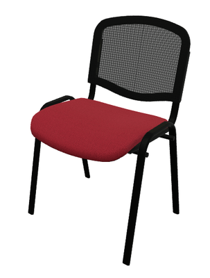 VISITEURS ET FONCTIONNELS - 4 Pieds - Joker Mesh - Chaise piétement 4 pieds laqué noir (A).Assise tissu et dossier résille Bondai Framboise (BNS)