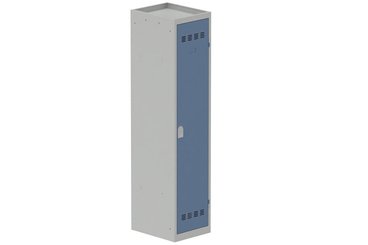 [Pas de famille] - [Pas de sous famille] - Vestiaire industrie salissante 1 porte (serrure 2 clés) H180xL40xP50cm coffre gris clair/ porte(s) bleu
