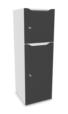 CASIERS - 2 cases - Meuble à cases H.137xL.45xP.50cm - 2 cases : 1 x H86cm (en bas) + 1 x H43cm. portes avec découpe en partie haute. serrure à code