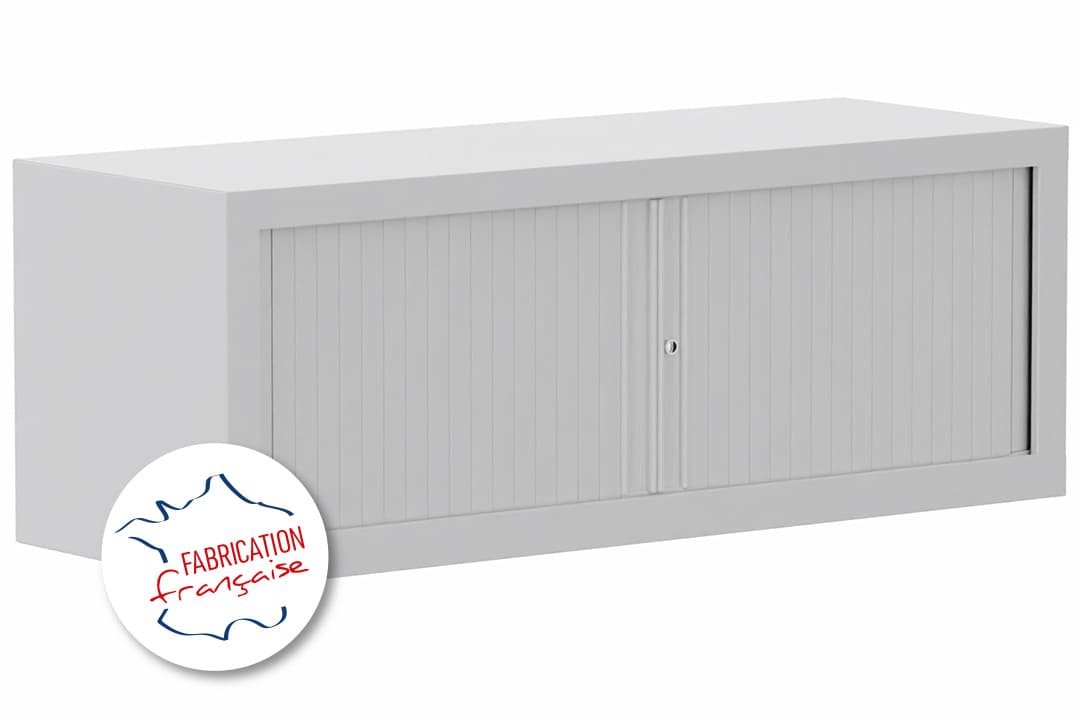 Armoire rehausse H44xL120cm coffre gris clair/rideaux gris clair