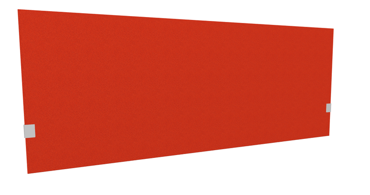 PANNEAUX ECRANS POUR BUREAU DROIT SOLO - Pour bureaux largeur 180 cm - SECRET Panneau-écran acoustique H74cm pour poste solo L.180cm. 2 faces tissu LUCIA coloris rouge. pinces de fixation réglables en hauteur coloris blanches