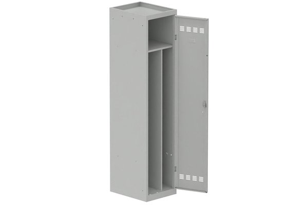 [Pas de famille] - [Pas de sous famille] - Vestiaire industrie salissante 1 porte (serrure 2 clés) H180xL40xP50cm coffre gris clair/ porte(s) gris clair
