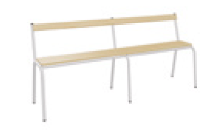 SCOLAIRE - Decouvrir - Banc MOLY avec dossier hêtre massif vernis incolore pièt. époxy - L200 cm - T3