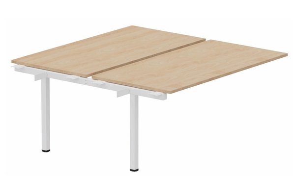 Postes Bench (poste doubles) - SERIE K3 - K3 Bench suivant 2 plateaux fixes 160x70cm encombrement 160x145cm, plateau hêtre, structure blanc