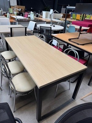 DESTOCKAGE - Bureau - Table 180 x 80 cm plateau chêne et piétement noir