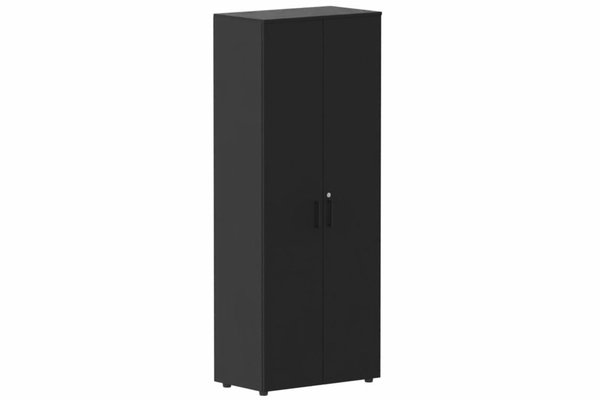 ARMOIRES PORTES BATTANTES - Mélaminés - Armoire mélamine H196xL100cm portes bois, Finitions= Top de finition : noir / Corps d'armoire et tablettes : noir / Façade :noir
