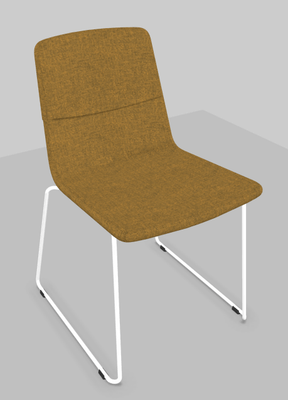 CHAISES ET TABOURETS - Pour tables standards, ht 75 cm, piétement 4 pieds - Melody - Chaise pietement Luge Blanc (BL). Tissu Int Step Jaune foncé (L16) - Tissu Ext Step Jaune foncé (L16)