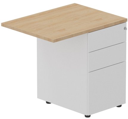 Gamme K1 - Extensions - Plans droits - Retour sur caisson métal, 100x60cm , Hêtre/Blanc