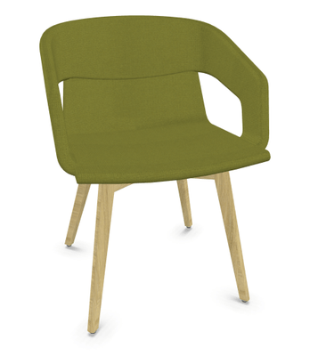 FAUTEUILS/POUFS - 4 pieds bois - MELODY fauteuil 4 pieds bois. face intérieure tissu STEP coloris vert face extérieure tissu STEP coloris vert piétement frêne brun