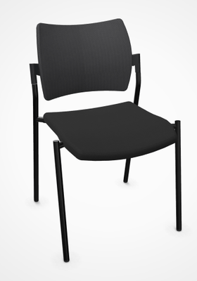 FAUTEUILS/POUFS - 4 pieds - Chaise 4 pieds OMNIA, assise vinyle INCA coloris noir, dos résille coloris noir, structure coloris noir