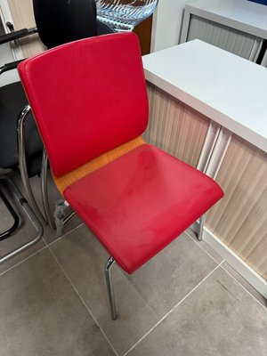 DESTOCKAGE - Sièges & Fauteuils - Chaise structure 4 pieds assise et dossier rouge coque bois