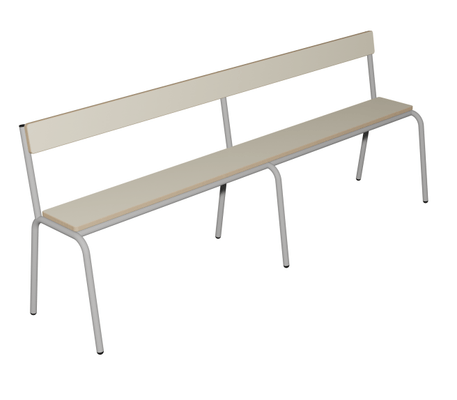 SCOLAIRE - Apprendre - Banc MOLY avec dossier MDF méla. ép.19 mm chant vernis pièt. époxy - L160 cm - T5 - Ivoire