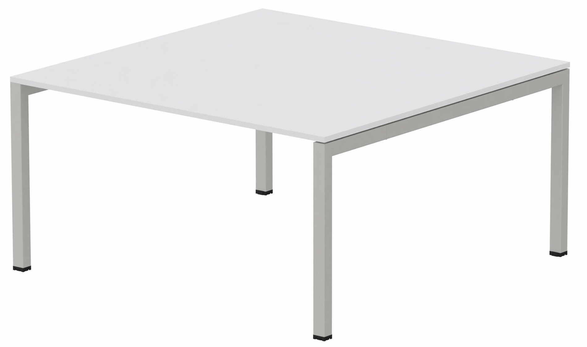 K3 plan carré 165x165cm, plateau blanc, structure aluminium