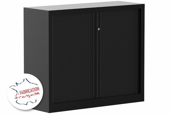 ARMOIRES A RIDEAUX - Largeur 120 cm - Armoire à rideaux 2P H100XL120XP43 2 Tablettes , coffre noir/rideaux noir