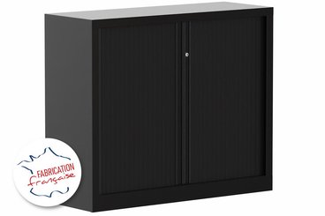 ARMOIRES A RIDEAUX - Largeur 120 cm - Armoire à rideaux 2P H100XL120XP43 2 Tablettes , coffre noir/rideaux noir