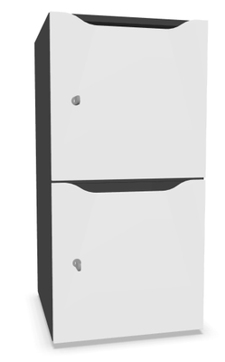 CASIERS - 2 cases - Meuble à cases H.92xL.45xP.50cm - 2 cases H43cm. portes avec découpe en partie haute. serrure à clé