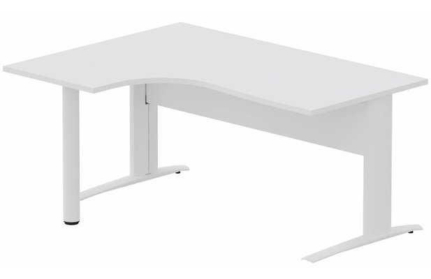 Gamme K1 - Plans compacts - K1 VDF METAL Compact 90° asymétrique 180x120x80/60cm retour à gauche sur pied de soutien blanc/blanc - sur délai