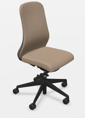 OPERATIVE - Dossier similicuir - MISTRAL tissu-Chaise structure noire synchrone- soutien lombaire-piétement polyamide noir
