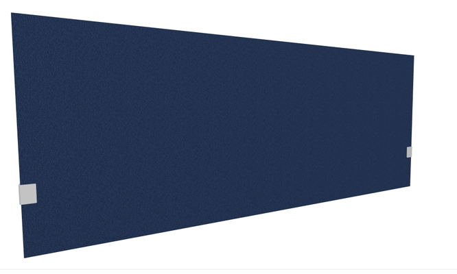 PANNEAUX ECRANS POUR BUREAU DROIT SOLO - Pour bureaux largeur 180 cm - SECRET Panneau-écran acoustique H74cm pour poste solo L.180cm. 2 faces tissu LUCIA coloris bleu. pinces de fixation réglables en hauteur coloris aluminium