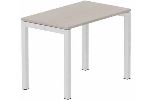 TABLES DE FORMATION - Composables piétement "Arche" - Module composable pied arche L.120xP.60cm, départ, plateau acacia, structure blanc