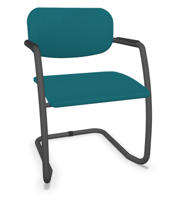 VISITEURS ET FONCTIONNELS - Luge - DIVA fauteuil dos tissu. piétement luge laqué noir assise et dossier tissu STEP coloris turquoise