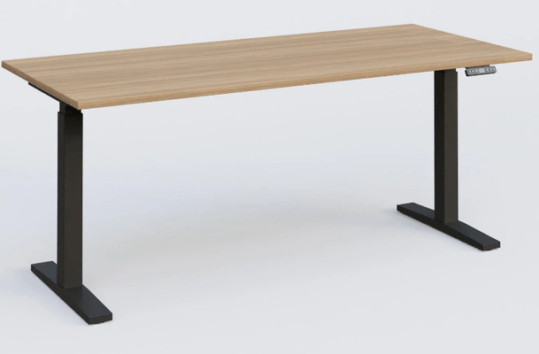 [Pas de famille] - [Pas de sous famille] - K_PRO2 Poste solo RH 70-120 cm . Plateau 200*80 épaisseur 25mm. coloris noyer, pieds noirs