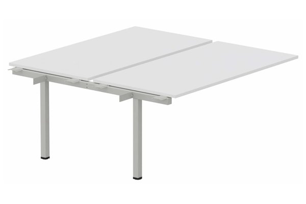 Postes Bench (poste doubles) - SERIE K3 - K3 Bench suivant 2 plateaux fixes 160x70cm encombrement 160x145cm, plateau blanc, structure aluminium