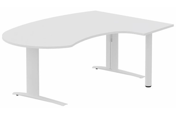 Gamme K1 - Plans compacts - K1 POUTRE compact 90° manager 190x141x104x60cm sur pied de soutien, plateau blanc, structure blanc