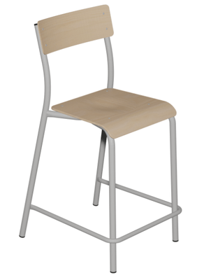 SCOLAIRE - Se Restaurer - Tabouret ANDRÉ ass. et dossier bois teinté pièt. époxy - H80 cm