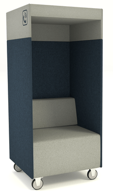 ALCOVE ACOUSTIQUE - Phones Boxes - Phonebox acoustique permet de passer les appels sans gêner les autres, coloris bleu foncé et gris clair 