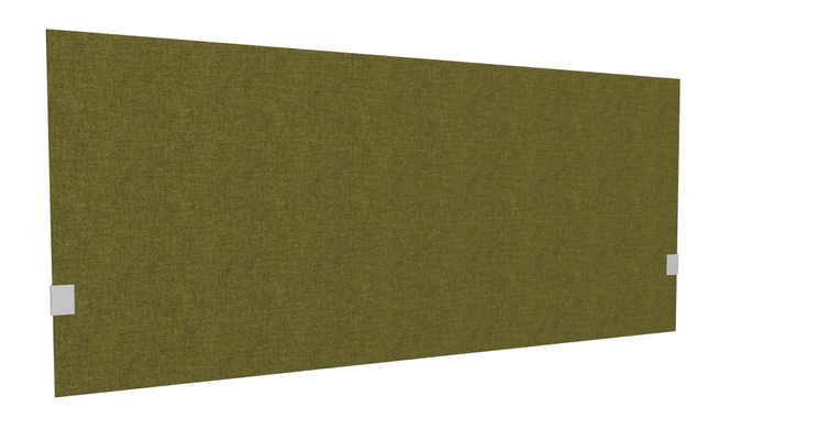 PANNEAUX ECRANS POUR BUREAU DROIT SOLO - Pour bureaux largeur 160 cm - SECRET Panneau-écran acoustique H74cm pour poste solo L.160cm. 2 faces tissu STEP coloris vert chiné. pinces de fixation réglables en hauteur coloris aluminium