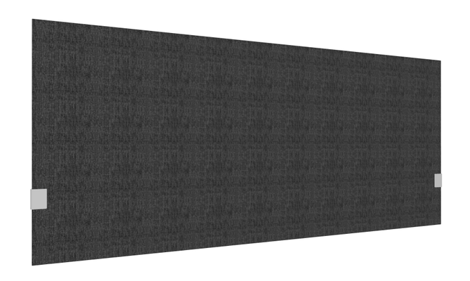 PANNEAUX ECRANS POUR BUREAU DROIT SOLO - Pour bureaux largeur 160 cm - SECRET Panneau-écran acoustique H74cm pour poste solo L.160cm. 2 faces tissu BERTA coloris gris noir. pinces de fixation réglables en hauteur coloris aluminium