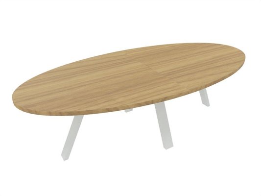 [Pas de famille] - [Pas de sous famille] - X3 Table de réunion ovale L210xP120cm. Plateau Noyer et piètement Blanc.