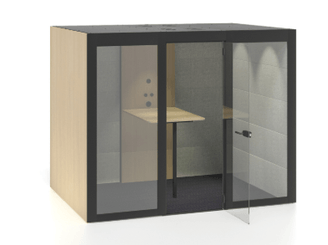 [Pas de famille] - [Pas de sous famille] - Silent Room L avec parois externes et panneau arrière en mélamine avec verre, parois internes rembourrées, paroi centrale interne frontale avec système de commande, portes en verre et plafond en mélamine, coloris Berta