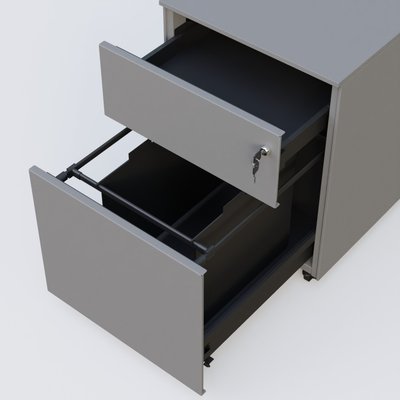 [Pas de famille] - [Pas de sous famille] - Caisson métal sur roulettes 2 tiroirs H57xL42xP54cm/ aluminium