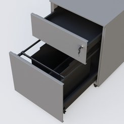 [Pas de famille] - [Pas de sous famille] - Caisson métal sur roulettes 2 tiroirs H57xL42xP54cm/ aluminium