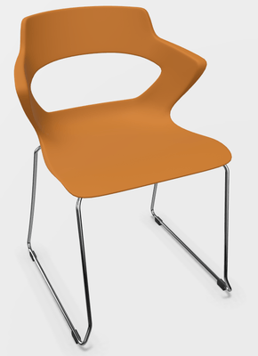 FAUTEUILS/POUFS - Piétement Luge - SWEETY Chaise pied luge H46cm. coque polypropylène coloris orange. piétement chrome